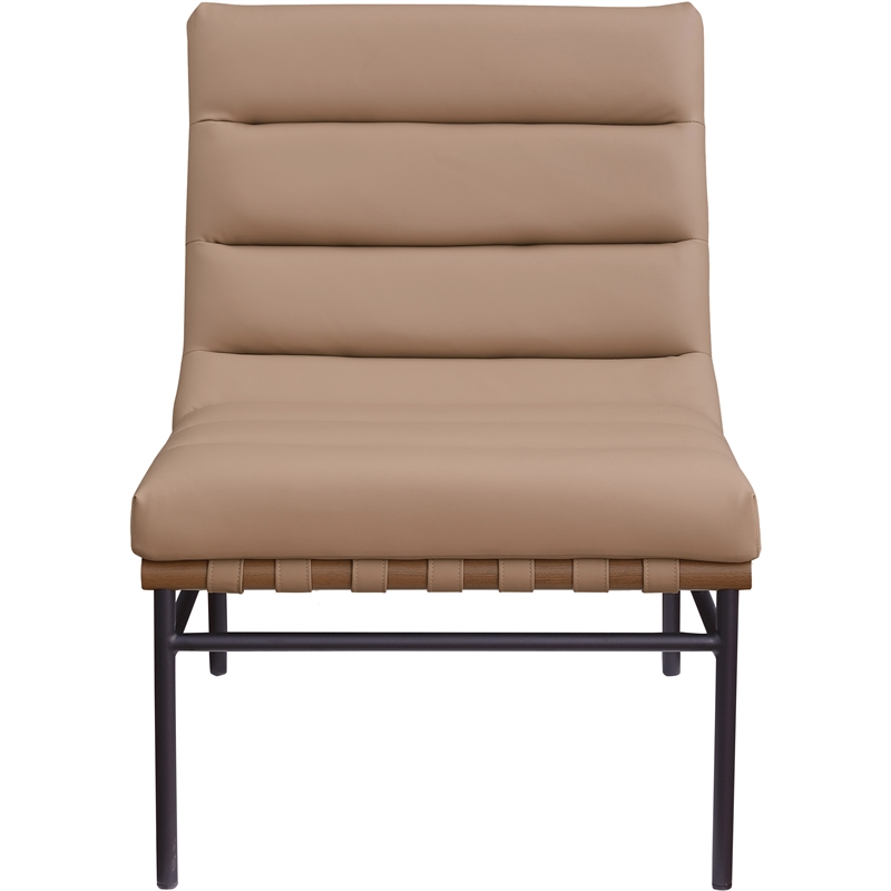 Bowery Hill Contemporary Soft Tan Vegan Leather Accent Chair