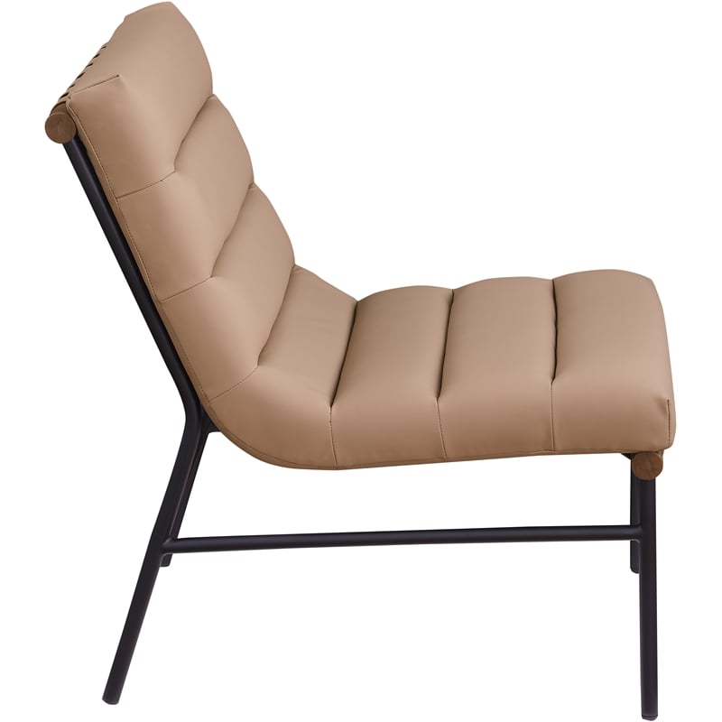Bowery Hill Contemporary Soft Tan Vegan Leather Accent Chair