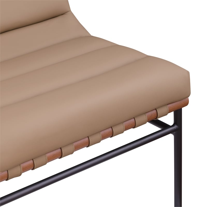 Bowery Hill Contemporary Soft Tan Vegan Leather Accent Chair