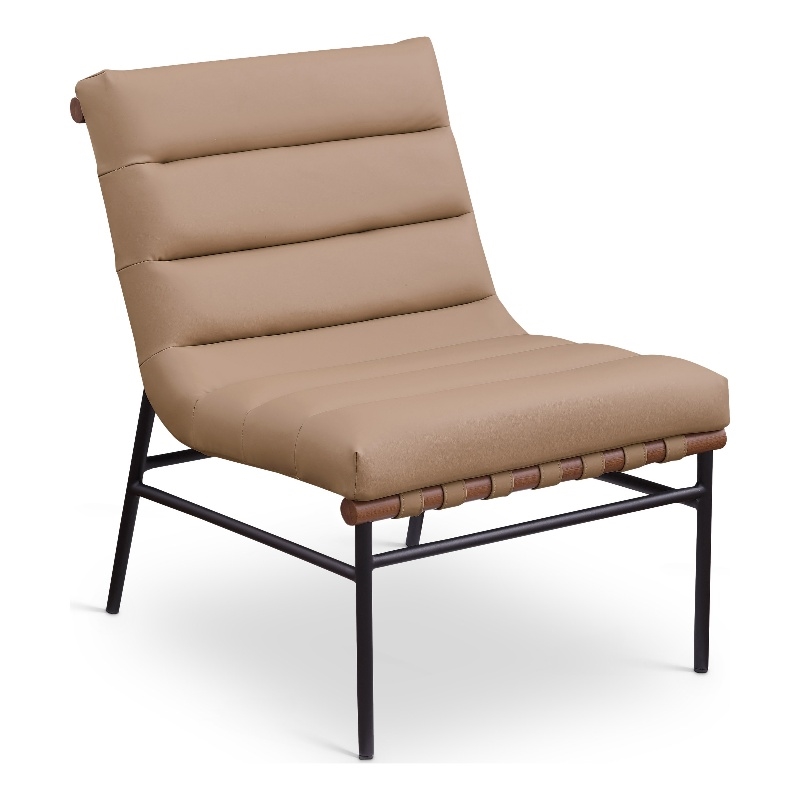 Bowery Hill Contemporary Soft Tan Vegan Leather Accent Chair