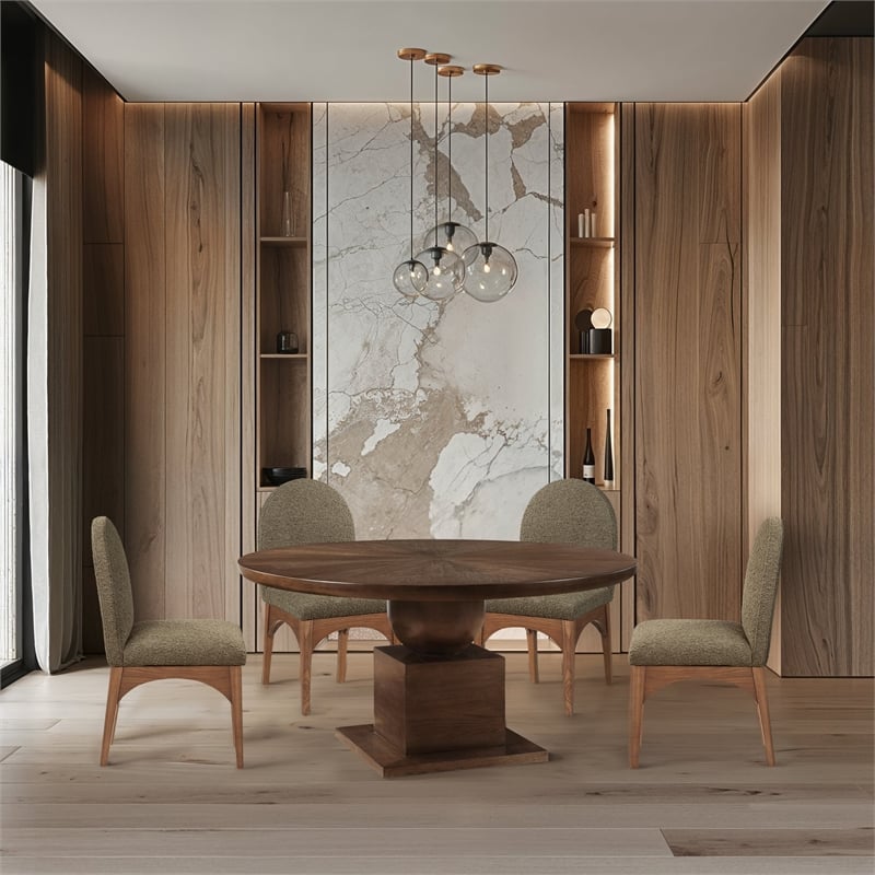 Bowery Hill Modern / Contemporary Rich Oak Veneer Dining Table