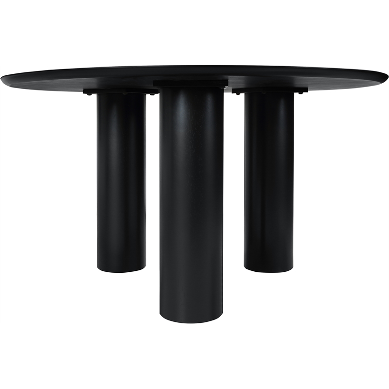 Bowery Hill Mid-Century Modern Oak Veneer Rich Black Dining Table