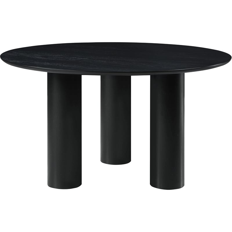 Bowery Hill Mid-Century Modern Oak Veneer Rich Black Dining Table