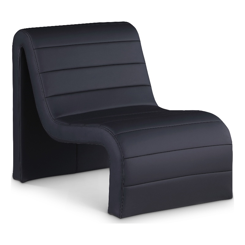 Bowery Hill Contemporary Soft Black Vegan Leather Accent Chair