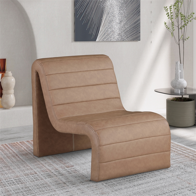 Bowery Hill Contemporary Soft Brown Vegan Leather Accent Chair