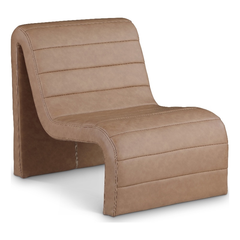 Bowery Hill Contemporary Soft Brown Vegan Leather Accent Chair