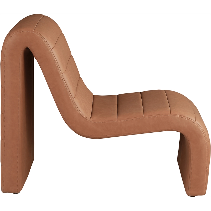 Bowery Hill Contemporary Soft Cognac Vegan Leather Accent Chair