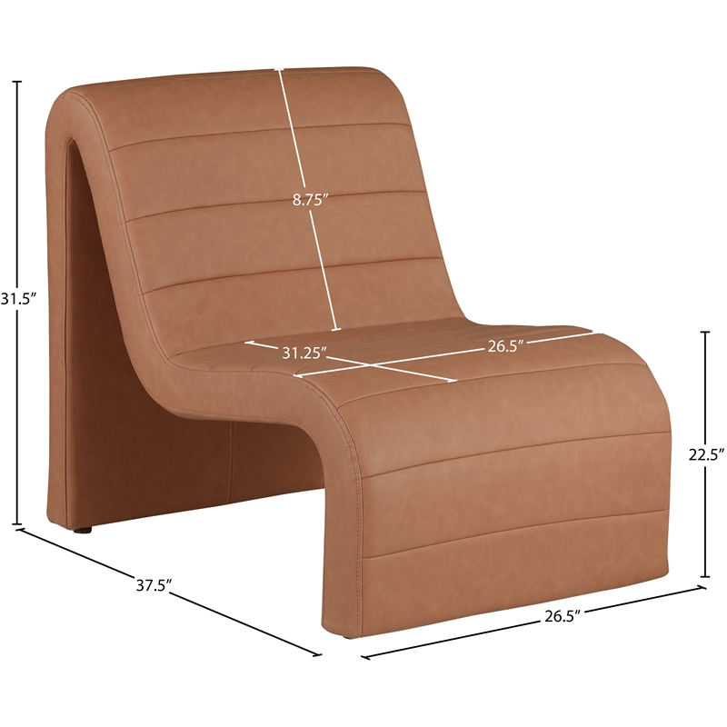 Bowery Hill Contemporary Soft Cognac Vegan Leather Accent Chair
