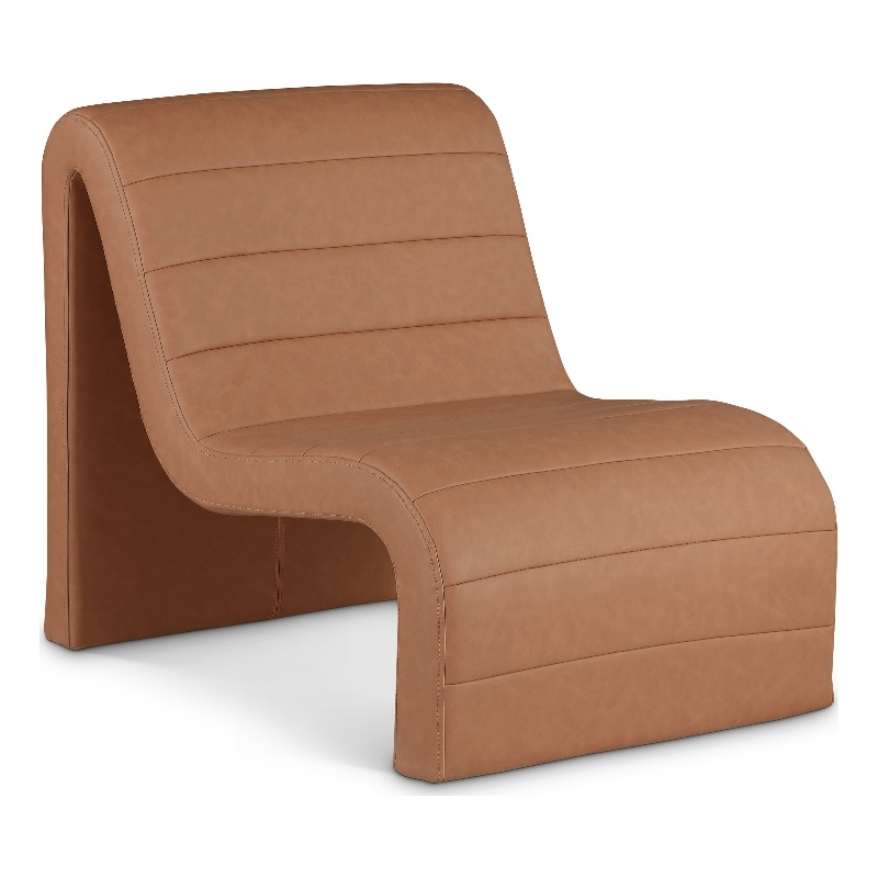 Bowery Hill Contemporary Soft Cognac Vegan Leather Accent Chair