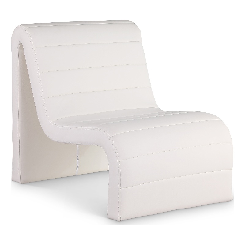 Bowery Hill Contemporary Soft Cream Vegan Leather Accent Chair