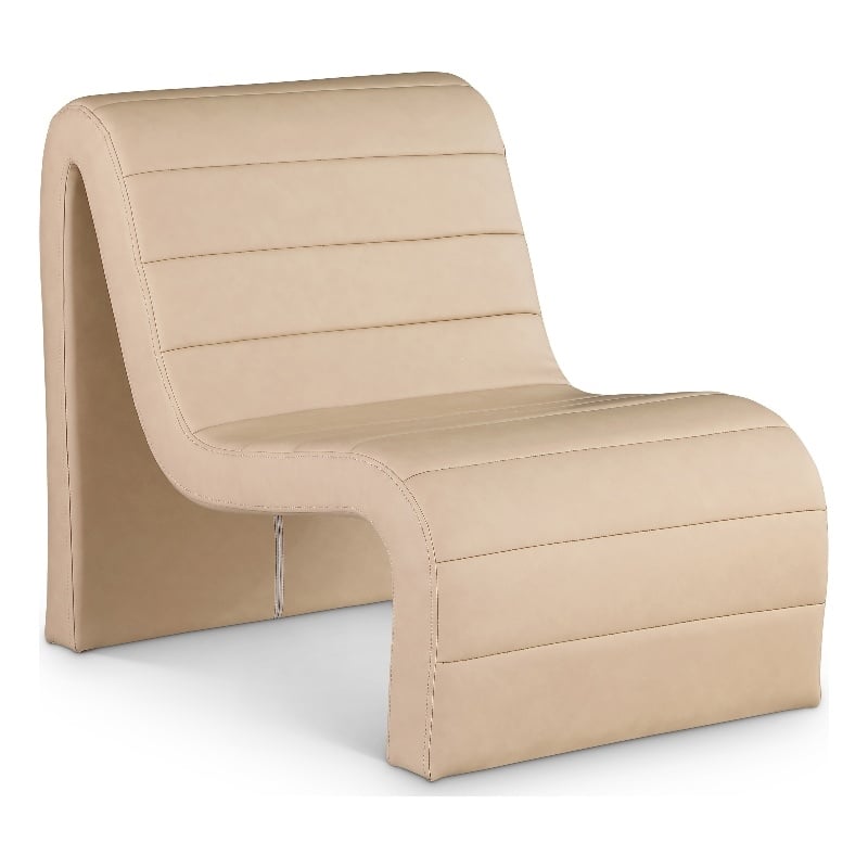 Bowery Hill Contemporary Soft Tan Vegan Leather Accent Chair