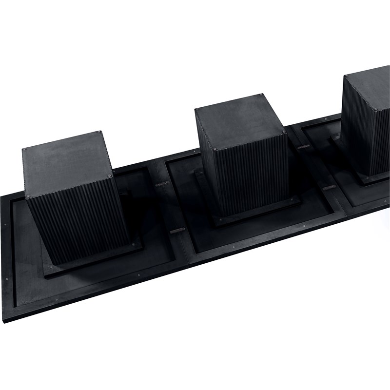 Bowery Hill Contemporary Black Solid Wood and Oak Veneer Modular Dining Table