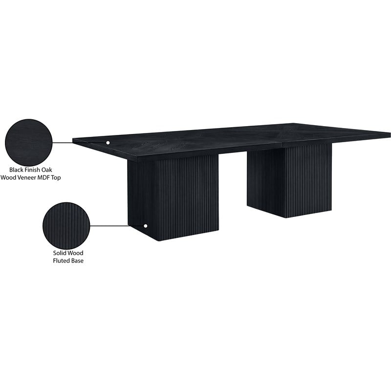 Bowery Hill Contemporary Black Solid Wood and Oak Veneer Modular Dining Table