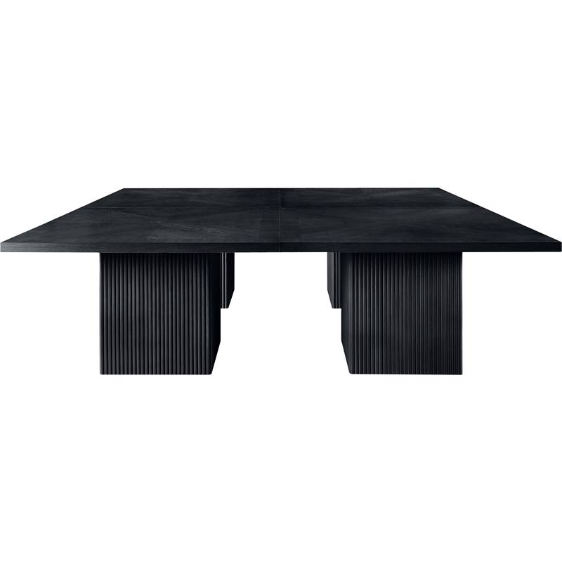 Bowery Hill Contemporary Black Solid Wood and Oak Veneer Modular Dining Table