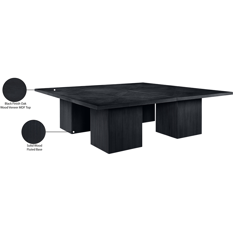 Bowery Hill Contemporary Black Solid Wood and Oak Veneer Modular Dining Table
