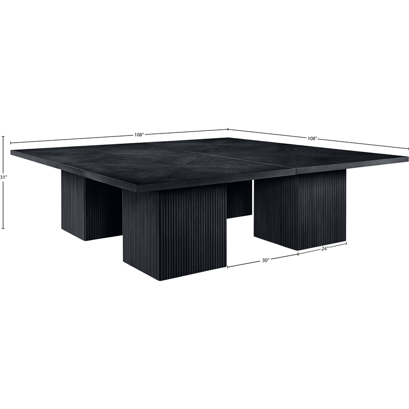 Bowery Hill Contemporary Black Solid Wood and Oak Veneer Modular Dining Table