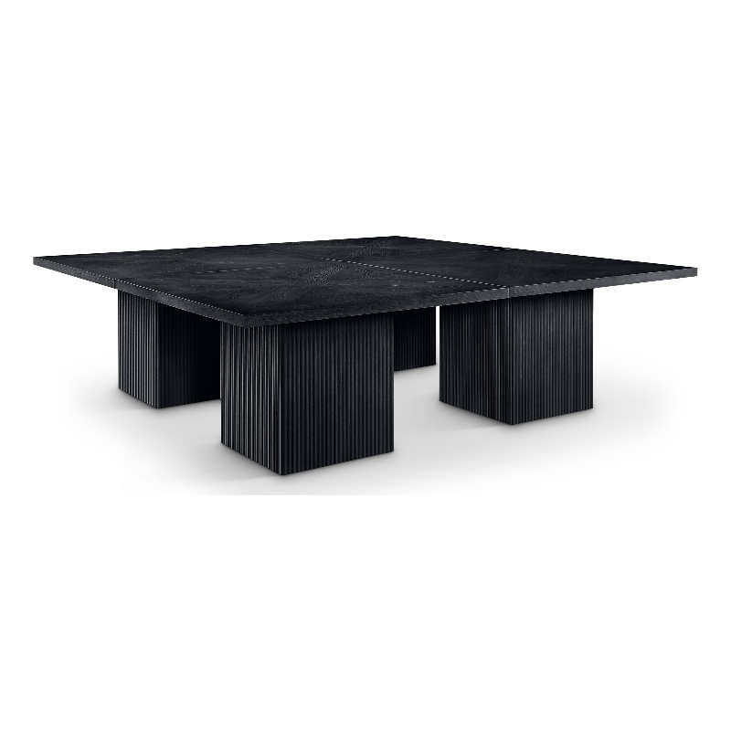 Bowery Hill Contemporary Black Solid Wood and Oak Veneer Modular Dining Table