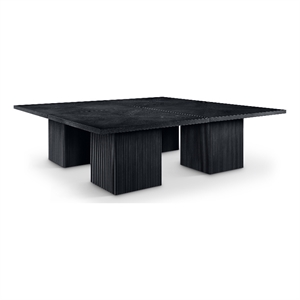 Bowery Hill Contemporary Black Solid Wood and Oak Veneer Modular Dining Table