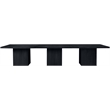 Bowery Hill Contemporary Black Solid Wood and Oak Veneer Modular Dining Table