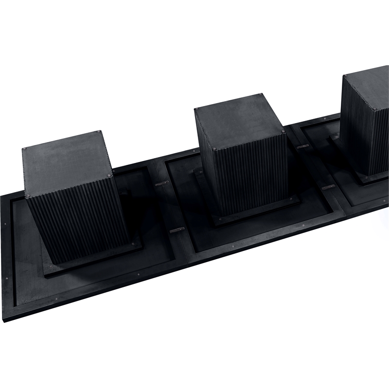 Bowery Hill Contemporary Black Solid Wood and Oak Veneer Modular Dining Table