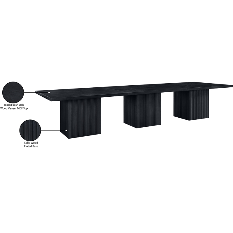 Bowery Hill Contemporary Black Solid Wood and Oak Veneer Modular Dining Table