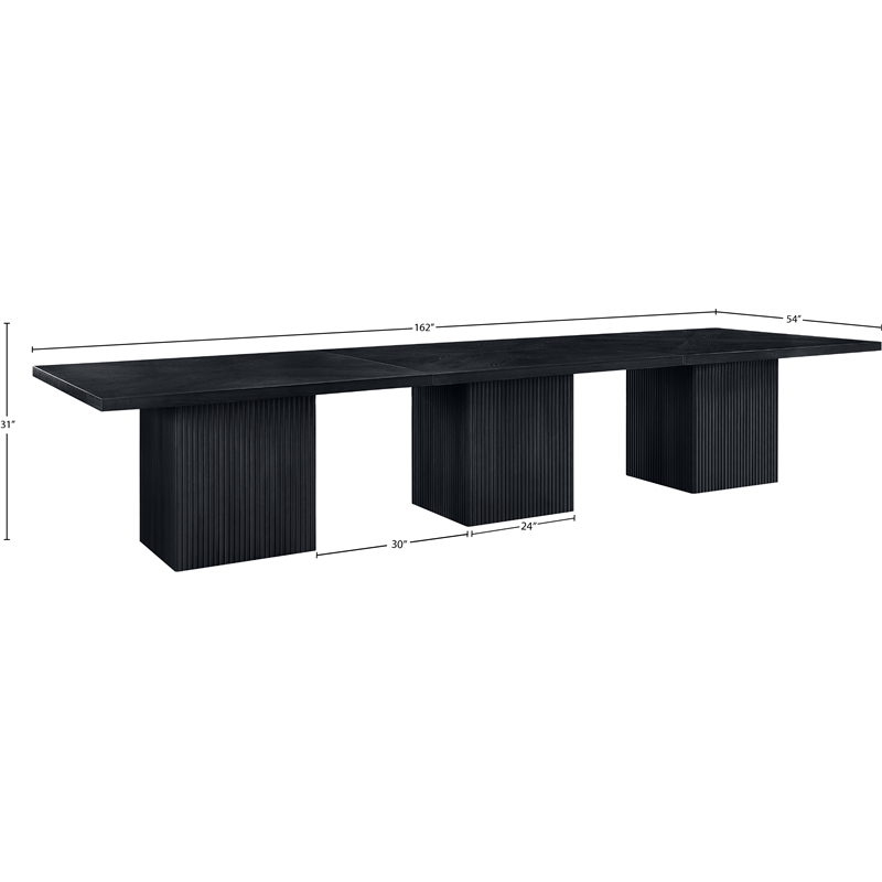 Bowery Hill Contemporary Black Solid Wood and Oak Veneer Modular Dining Table