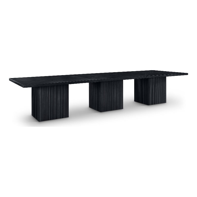 Bowery Hill Contemporary Black Solid Wood and Oak Veneer Modular Dining Table