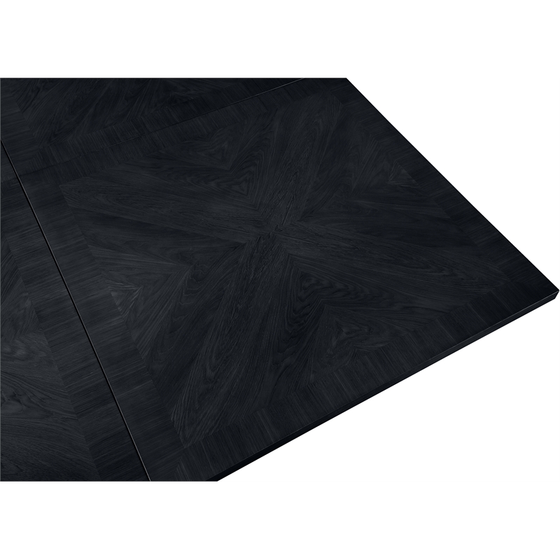 Bowery Hill Contemporary Black Solid Wood and Oak Veneer Modular Dining Table