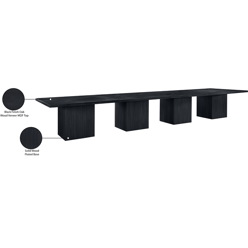 Bowery Hill Contemporary Black Solid Wood and Oak Veneer Modular Dining Table