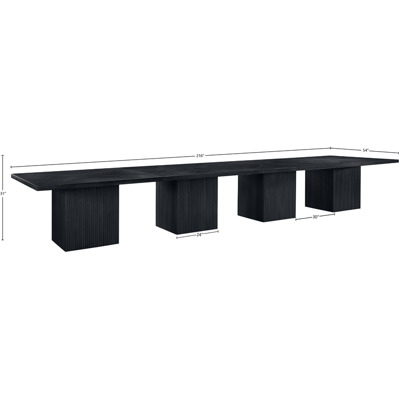 Bowery Hill Contemporary Black Solid Wood and Oak Veneer Modular Dining Table