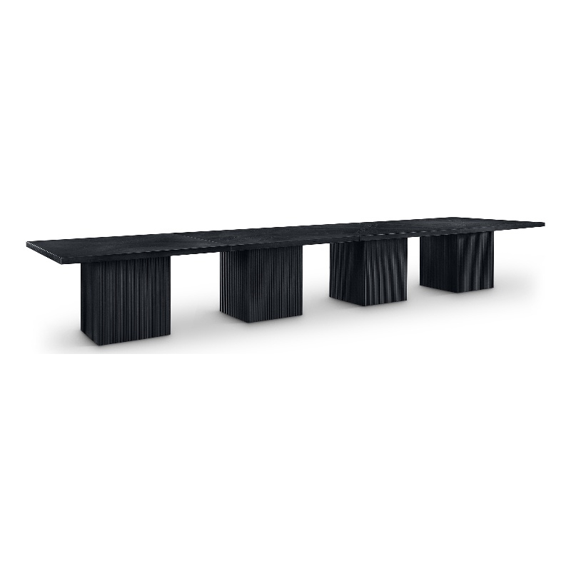 Bowery Hill Contemporary Black Solid Wood and Oak Veneer Modular Dining Table