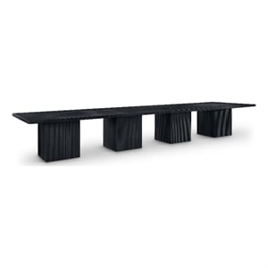 Bowery Hill Contemporary Black Solid Wood and Oak Veneer Modular Dining Table