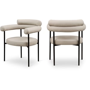 Bowery Hill Contemporary Taupe Vegan Leather Dining Chair (Set of 2)
