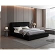 Bowery Hill Contemporary Textured Soft Black Corduroy Queen Bed