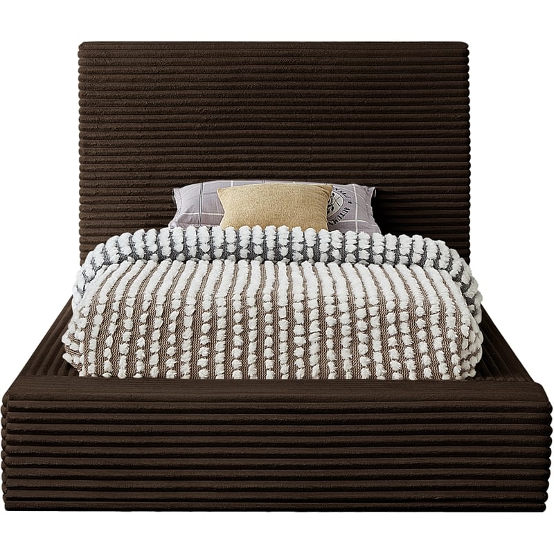 Bowery Hill Contemporary Textured Soft Brown Corduroy Twin Bed
