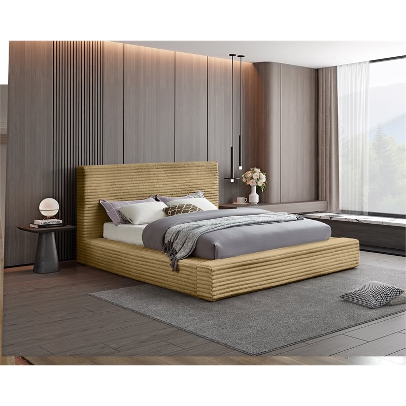 Bowery Hill Contemporary Textured Soft Camel Corduroy Full Bed