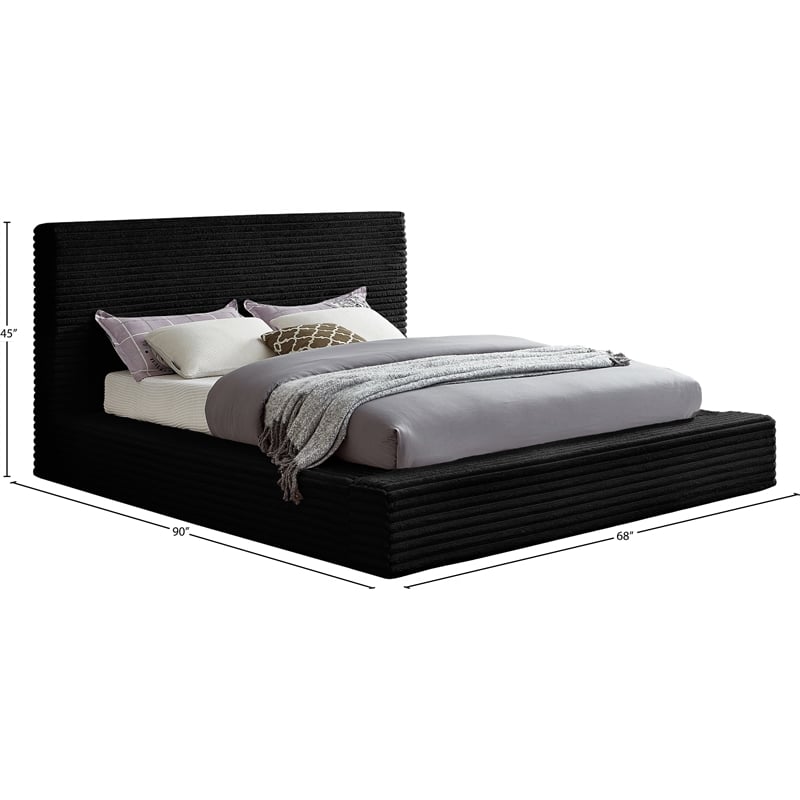 Bowery Hill Contemporary Textured Soft Black Corduroy Full Bed