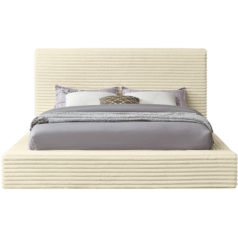 Bowery Hill Contemporary Textured Soft Cream Corduroy Full Bed