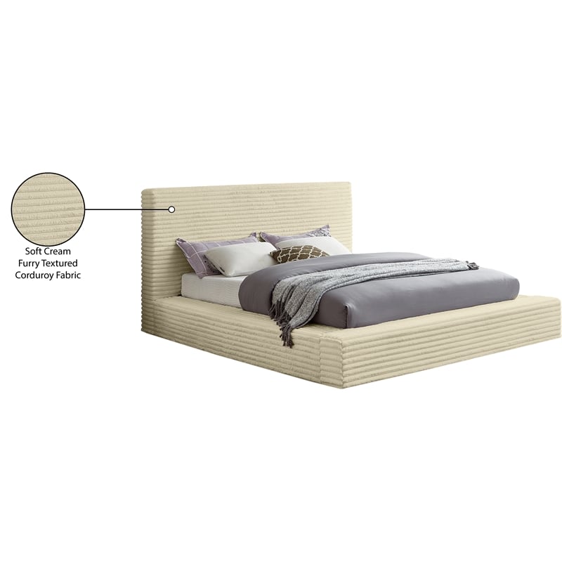 Bowery Hill Contemporary Textured Soft Cream Corduroy Full Bed