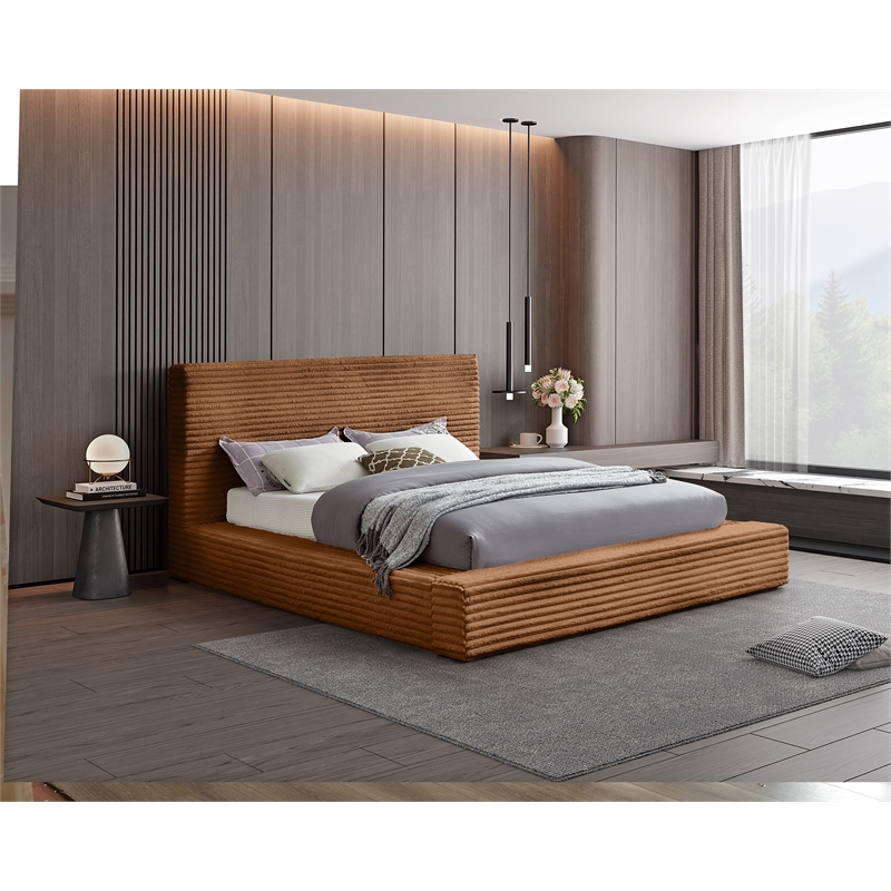 Bowery Hill Contemporary Textured Soft Saddle Corduroy Queen Bed