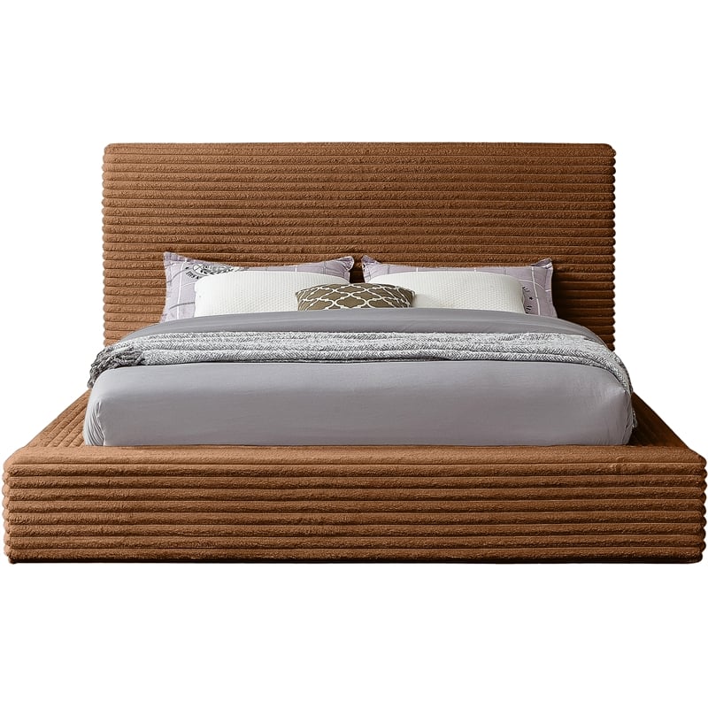Bowery Hill Contemporary Textured Soft Saddle Corduroy Queen Bed