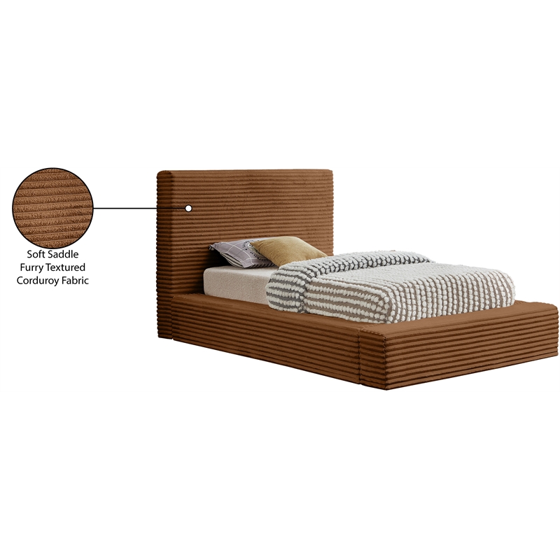 Bowery Hill Contemporary Textured Soft Saddle Corduroy Twin Bed