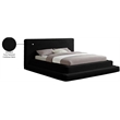 Bowery Hill Contemporary Textured Soft Black Corduroy Queen Bed