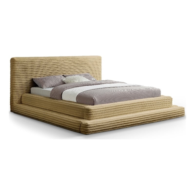 Bowery Hill Contemporary Textured Soft Camel Corduroy Full Bed