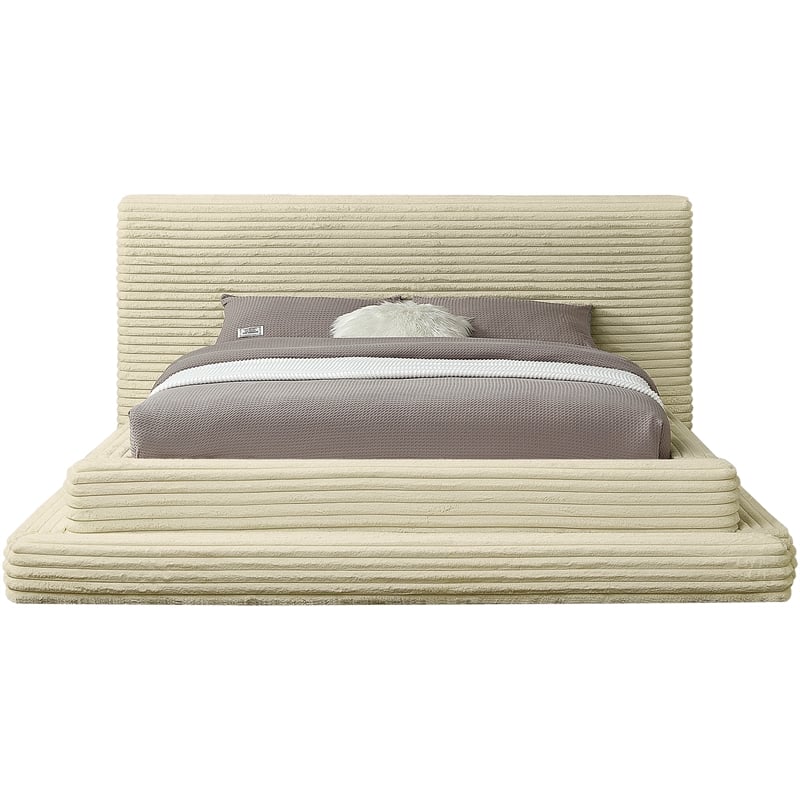 Bowery Hill Contemporary Textured Soft Cream Corduroy Full Bed