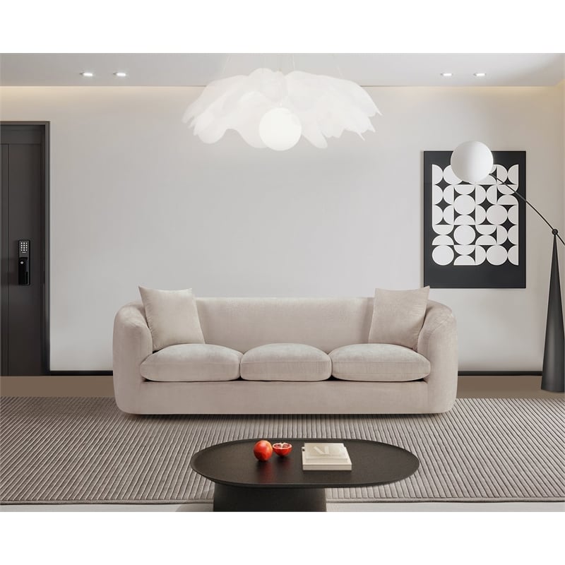 Bowery Hill Contemporary Soft Beige Chenille Durable Fabric Sofa