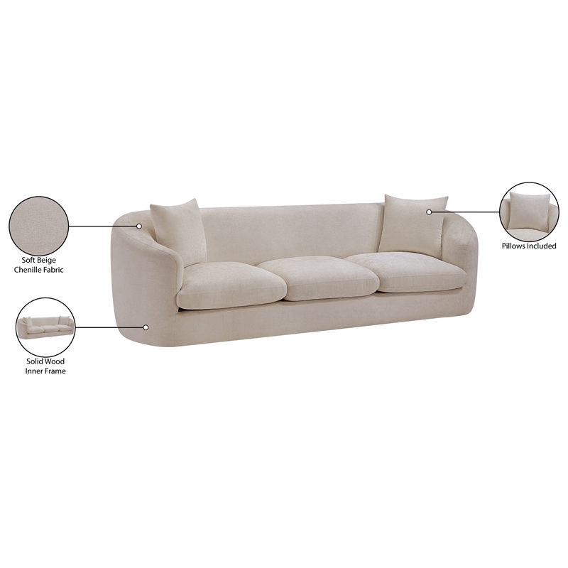 Bowery Hill Contemporary Soft Beige Chenille Durable Fabric Sofa