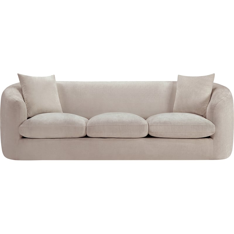 Bowery Hill Contemporary Soft Beige Chenille Durable Fabric Sofa