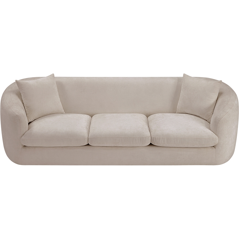 Bowery Hill Contemporary Soft Beige Chenille Durable Fabric Sofa