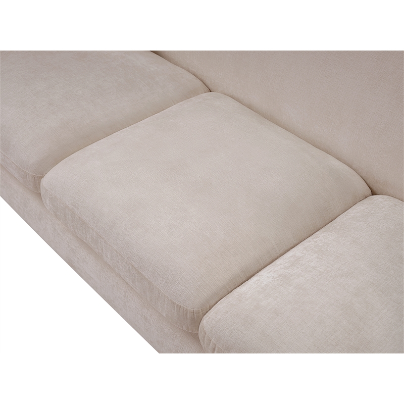 Bowery Hill Contemporary Soft Beige Chenille Durable Fabric Sofa